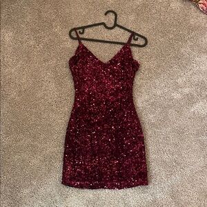 Windsor Burgundy Sequin Mini Dress